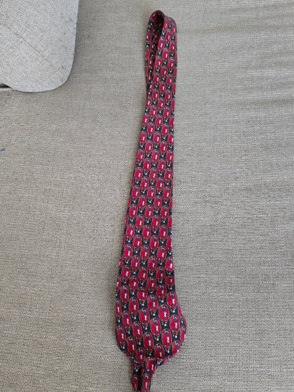 Tommy Hilfiger GOLFING NECK TIE Red Black Golf Necktie 100% Silk MADE IN USA